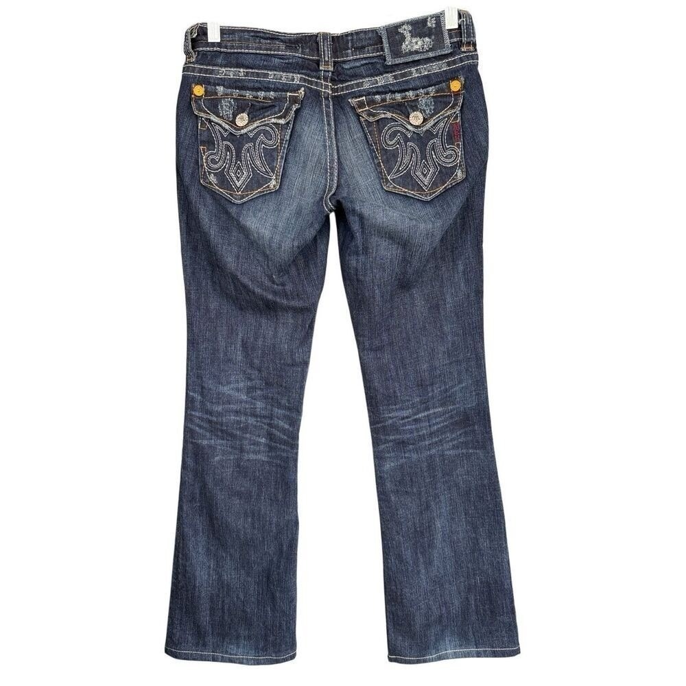 B8 MEK Denim Bootcut Jeans Womens‎ 28 Dark Wash Cotton Embroidered Y2K Vintage